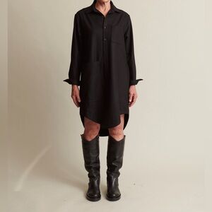 Naomi Nomi Women’s The Shirtdress Black Enamel Merino Wool Jacket Tunic L